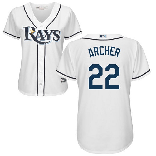 Rays #22 Chris Archer White Home Women's Stitched MLB Jersey - Click Image to Close
